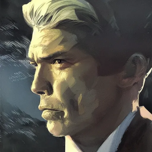 Image similar to portrait of james coburn, colourised, face portrait, epic, suave cool debonair, heist movie, fantasy, dieselpunk, hd shot, digital portrait, beautiful, artstation, comic style, by artgerm, guy denning, jakub rozalski, magali villeneuve and charlie bowater