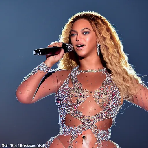 Prompt: Beyonce giving a concert, (EOS 5DS R, ISO100, f/8, 1/125, 84mm, postprocessed, crisp, amazing eyes, facial features)