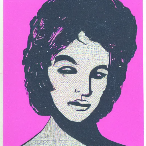 Image similar to a risograph of a beautiful woman