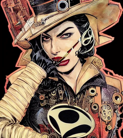 Prompt: portrait of a steampunk queen, by dc comics and sandra chevrier