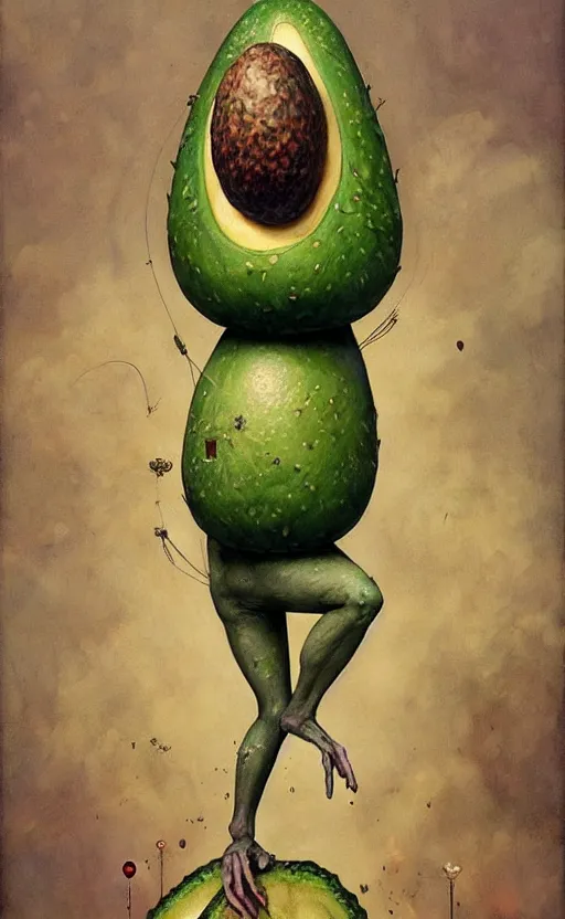 Image similar to imaginative anthro avocado creature painting by chiara bautista, beksinski and norman rockwell and greg rutkowski weta studio, tom bagshaw and lucasfilm