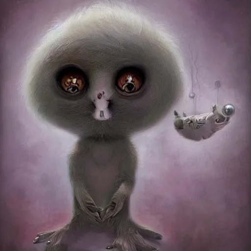 Prompt: a weird surreal and whimsical furry creature, fantasy concept art by nicoletta ceccoli, mark ryden, lostfish, max fleischer