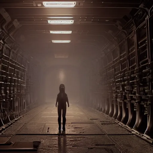 Image similar to xenomorph walking through a tight corridor in the movie alien, exposed tubes, mysterious atmospheric lighting, matte painting, intricate, iridescent, volumetric lighting, beautiful, rich deep colours masterpiece, fog golden hour, golden ratio, sharp focus, ultra detailed, by leesha hannigan, ross tran, thierry doizon, kai carpenter, ignacio fernandez rios