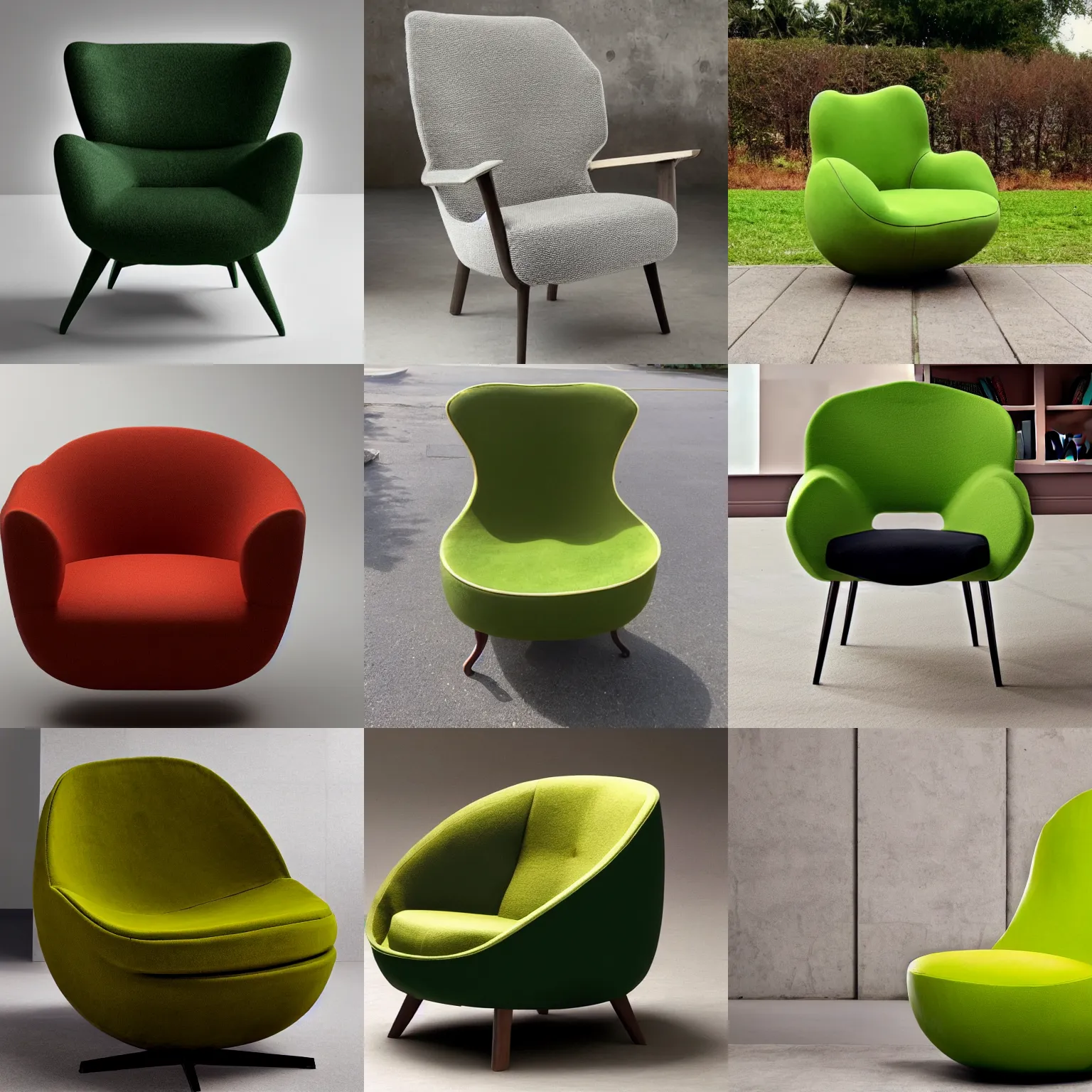 Image similar to armchair in the shape of an avocado