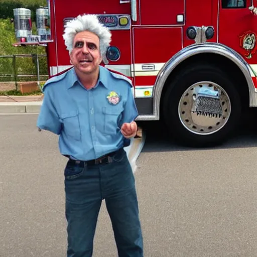 Image similar to Rick Sanchez driving a fire engine