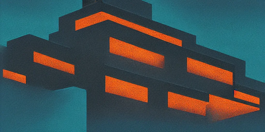 Image similar to ocean horizon, mads berg, karolis strautniekas, film noir, stippled light, dramatic lighting, editorial illustration, detailed, fine texture, matte print, art deco, brutalism, dark blue + dark orange, red, black, ( ( habitat 6 7 background ) ) 1 0 2 4