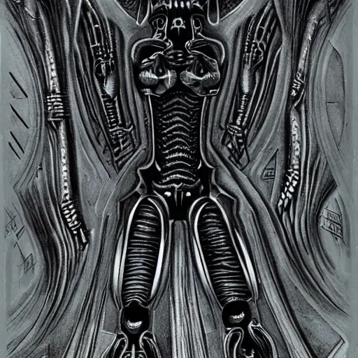 Prompt: Necrons by hr giger