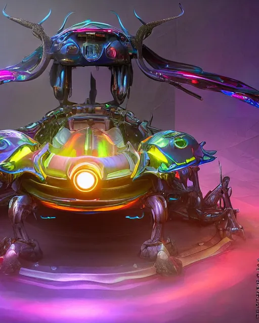 Prompt: detailed photo of rainbow stag beetle shaped alien vehicle, laboratory, mechanical, 8 k, by daniel mcgarry, xiaolong wang, trending on artstation, hyper detailed, beautiful lighting, epic environment