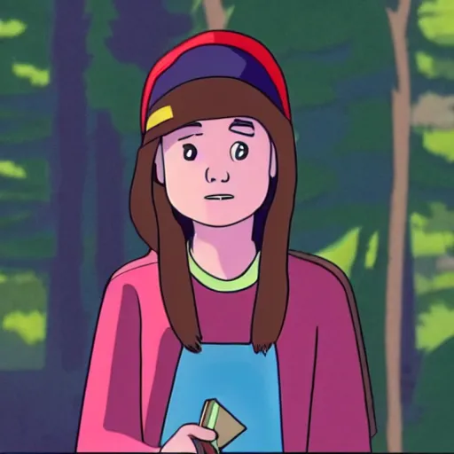 Prompt: Mable Pines, a still from Gravity Falls (2012)