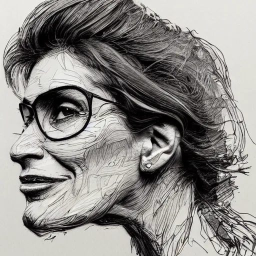 Image similar to a realistic yet scraggly portrait sketch of the side profile of a happy cindy crawford, trending on artstation, intricate details, in the style of frank auerbach, in the style of sergio aragones, in the style of martin ansin, in the style of david aja, in the style of mattias adolfsson