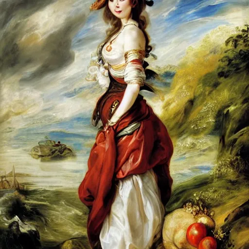 Image similar to heavenly summer sharp land sphere scallop well dressed lady standing next to a honda civic, auslese, by peter paul rubens and eugene delacroix and karol bak, hyperrealism, digital illustration, fauvist, standing next to a honda civic