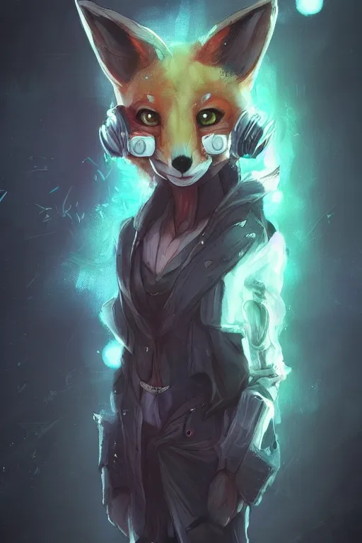 Image similar to a fox fursona, trending on artstation, by kawacy, furry art, digital art, cyberpunk, high quality, backlighting