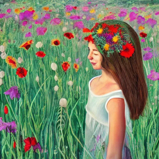 Image similar to flowerhead, girl, flowerfield