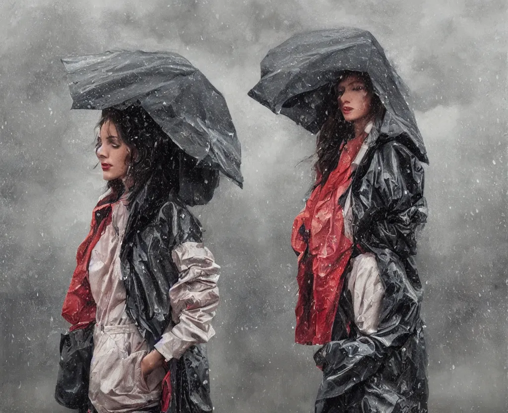 Image similar to a highly detailed beautiful portrait of an exhibitionist in a raincoat in the park, painting by greg rutkowski photo by angelique boissiere art streiber, photorealistic, hyperdetailed, canon eos r 3, cinematic, filmic