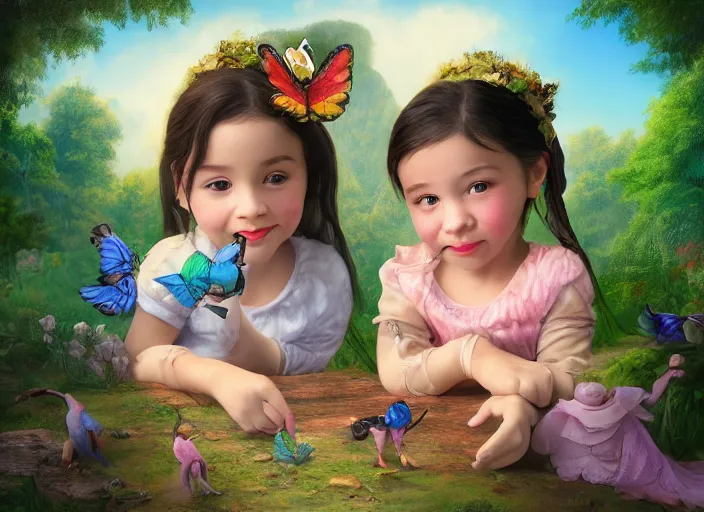 Image similar to 🦩🪐🐞👩🏻🦳, lowbrow, 8 k, matte painting, in the style of lilia alvarado,