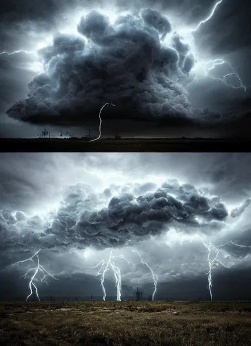 Image similar to a huge stormcloud made of electric waste concept art, dystopic, unreal, cineastic