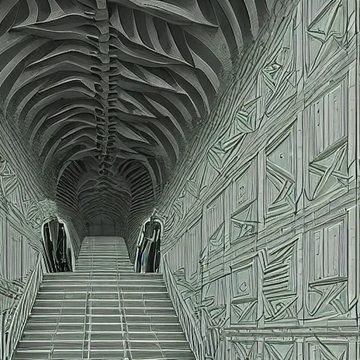 Image similar to a flood of slime in a bright white hallway with many doors and many stairs, Mc Escher architecture, epic composition, cgsociety, hyperdetailed, 8k