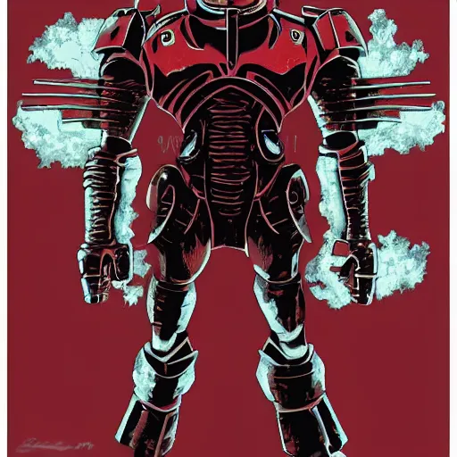 Image similar to the doomslayer, art by studio ghibli symmetry!!