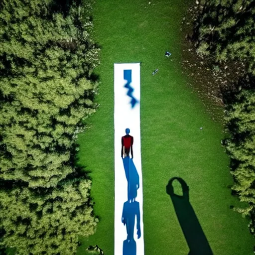 Prompt: drone images of the tallest person ever