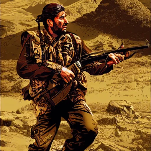 Prompt: a kurdish freedom fighter in the kurdish mountains art by martin ansin, highly detailed, 8 k, high resolution, award winning art, incredibly intricate