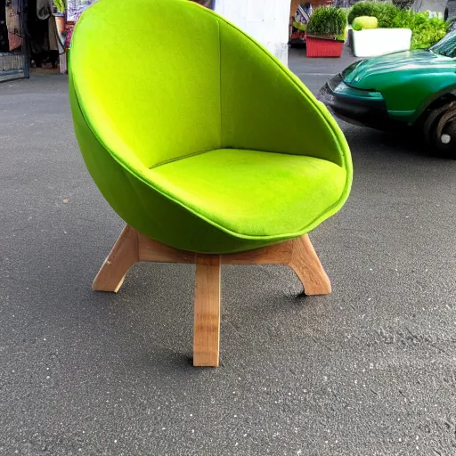 Image similar to An avocado shaped chair