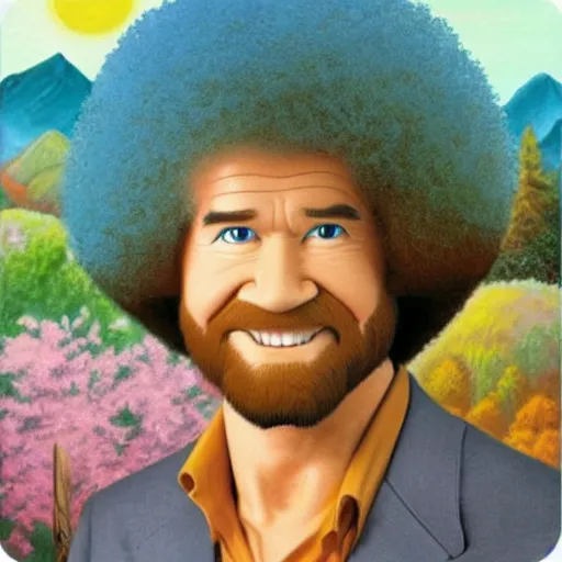 Image similar to bob ross in kung faux
