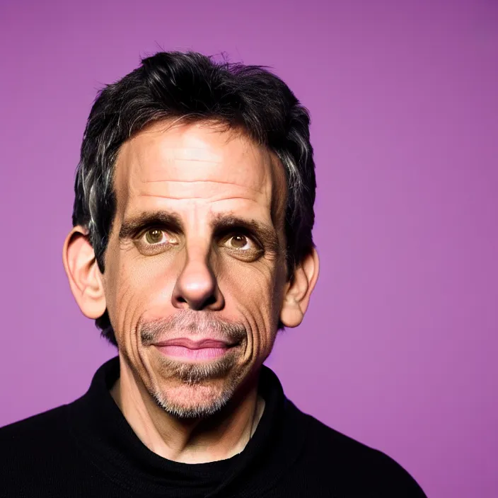Prompt: portrait of middle aged ben stiller, slightly smiling towards the camera, by terry richardson. detailed, 4 k, morning hour.