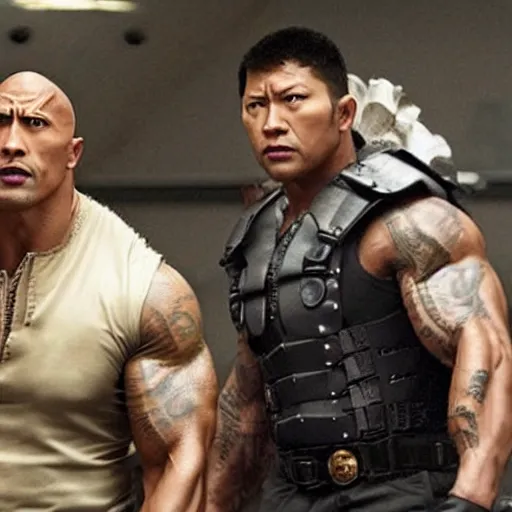 Prompt: still film of dwayne johnson as empire in korean drama movie