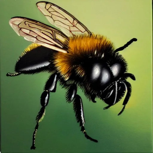 Prompt: an oil painting of a bee with human face