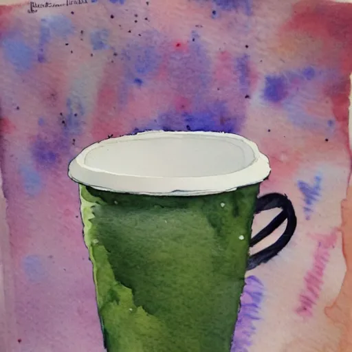 Image similar to Try to catch the deluge in a paper cup, watercolor, ink,