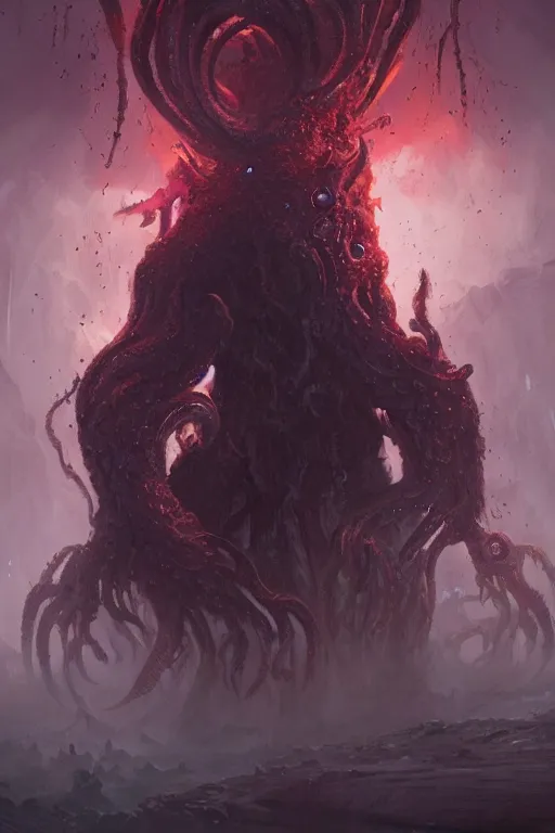 Prompt: lovecraftian monster, digital art, magic the gathering, mtg, by greg rutkowski, trending on artstation