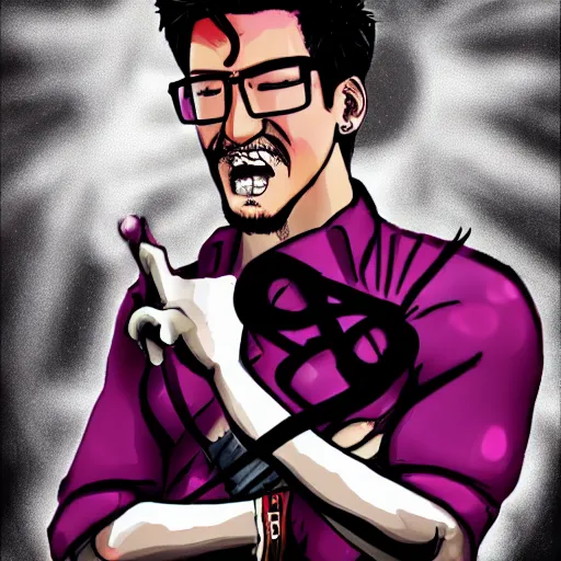 Image similar to markiplier drawn in the style of jojo's bizarre adventure