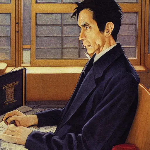 Image similar to anime detective joseph goebbels by hasui kawase by richard schmid