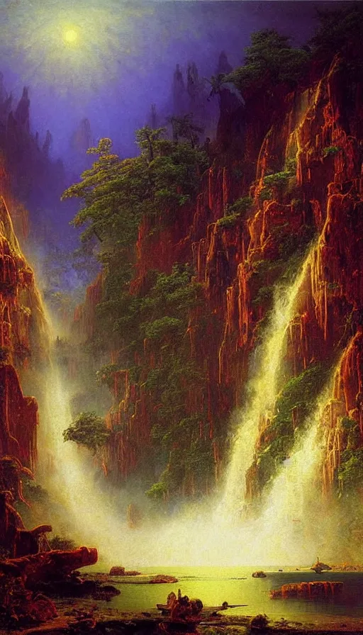 Prompt: Psytrance Artwork, by Albert Bierstadt,