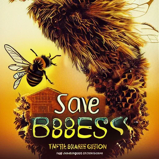 Prompt: save the bees poster, artstation