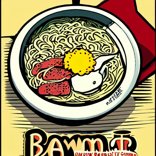 Prompt: Bowl of ramen, comic book style