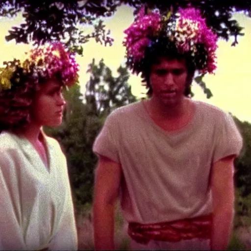 Image similar to vhs 1 9 8 0 s footage of a scene from the movie midsommar