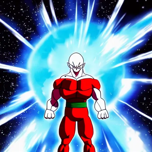 Image similar to jiren the grey from dragon ball super, high quality, amazing, stars in the background, dbz style