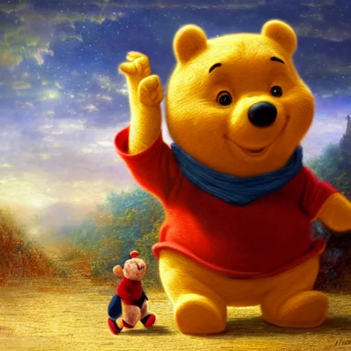 Image similar to xi jinping and winnie the pooh are best friends, cinematic composition, epic dramatic lighting, realistic, hyperdetailed, photorealistic, photograph, epic scale by gaston bussiere