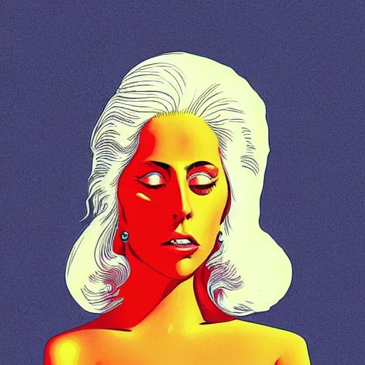 Prompt: “ lady gaga retro minimalist portrait by jean giraud, moebius starwatcher comic, 8 k ”