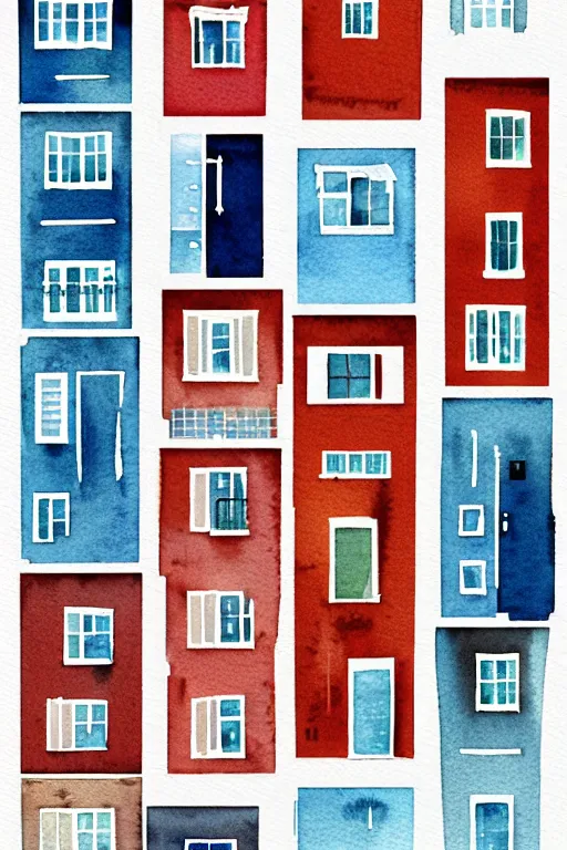 Image similar to minimalist watercolor art of houses in istanbul, illustration, vector art