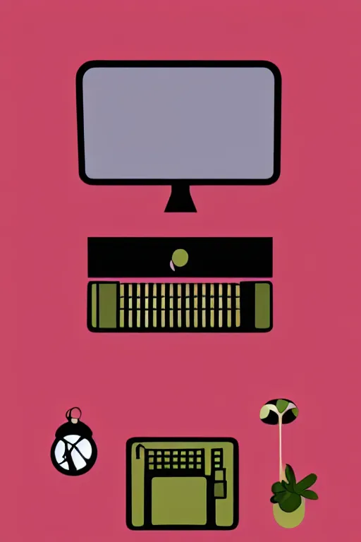 Prompt: minimalist boho style art of a computer, illustration, vector art