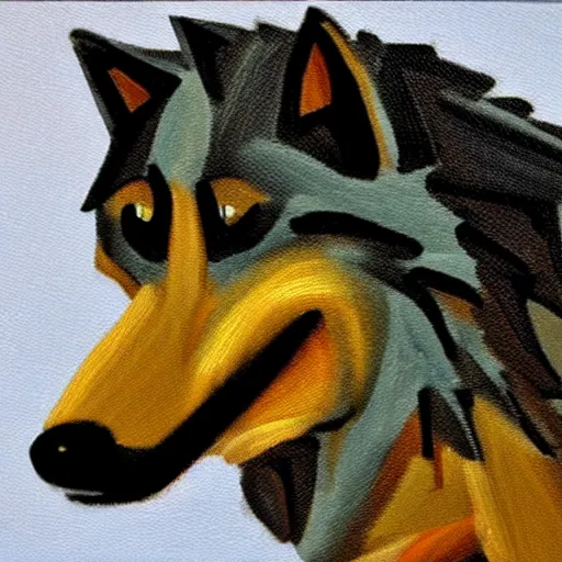 Prompt: retarded wolf portrait, expressionism style