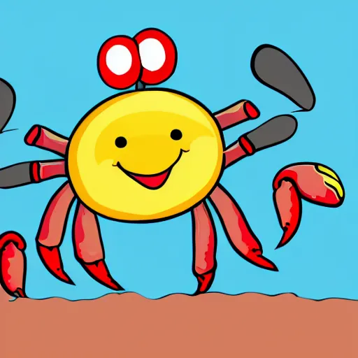 Image similar to cartoon happy crab with a fiddle