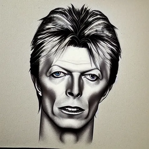 Prompt: portrait drawing of david bowie in the style of leonardo da vinci