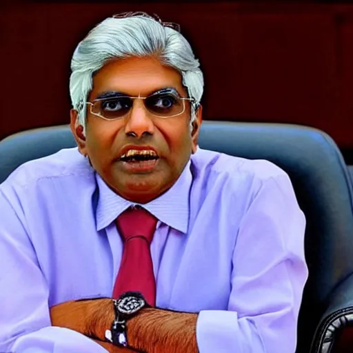 Prompt: ranil wickramasinghe in the style of a villain in anime