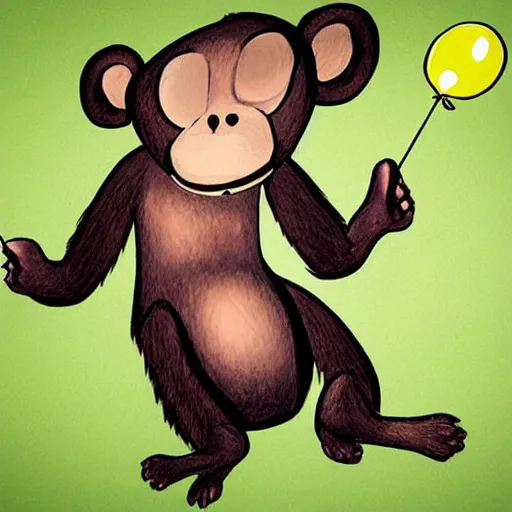 Image similar to monkey throwing dart at balloon realistic art style