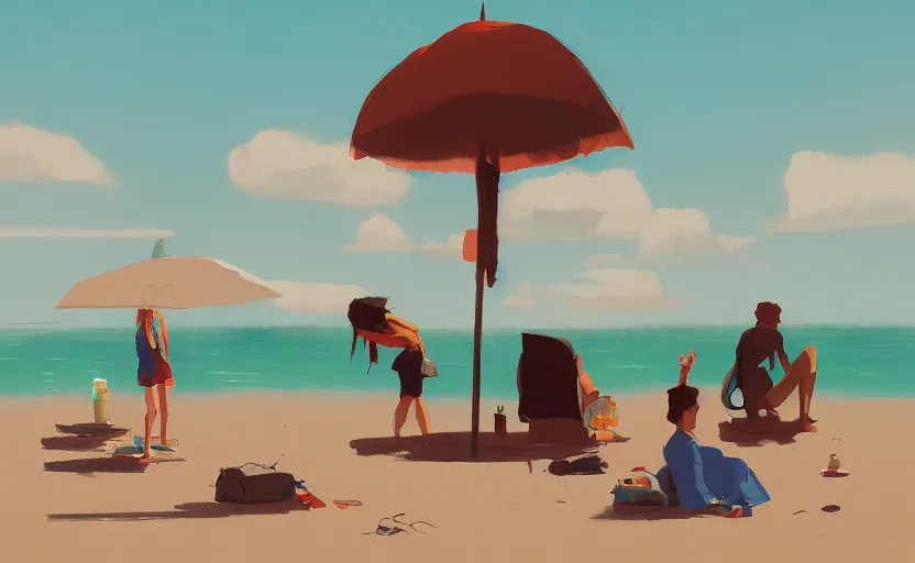 Image similar to a day at the beach by Atey Ghailan