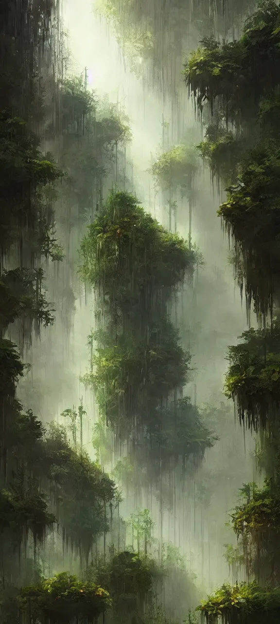 Image similar to A painting of a beautiful vertical forest trending on artstation in the style of Greg Rutkowski