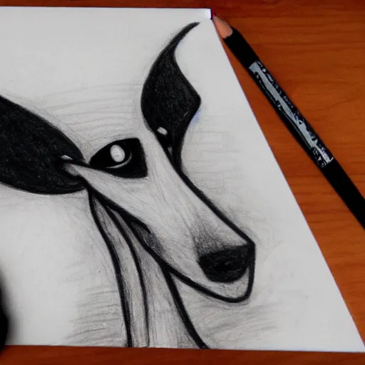 Prompt: drawing of a dog by mrrevenge in the style of corpse bride